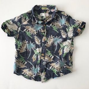 Zara Boys size 2/3 Hawaiian foliage print shirt